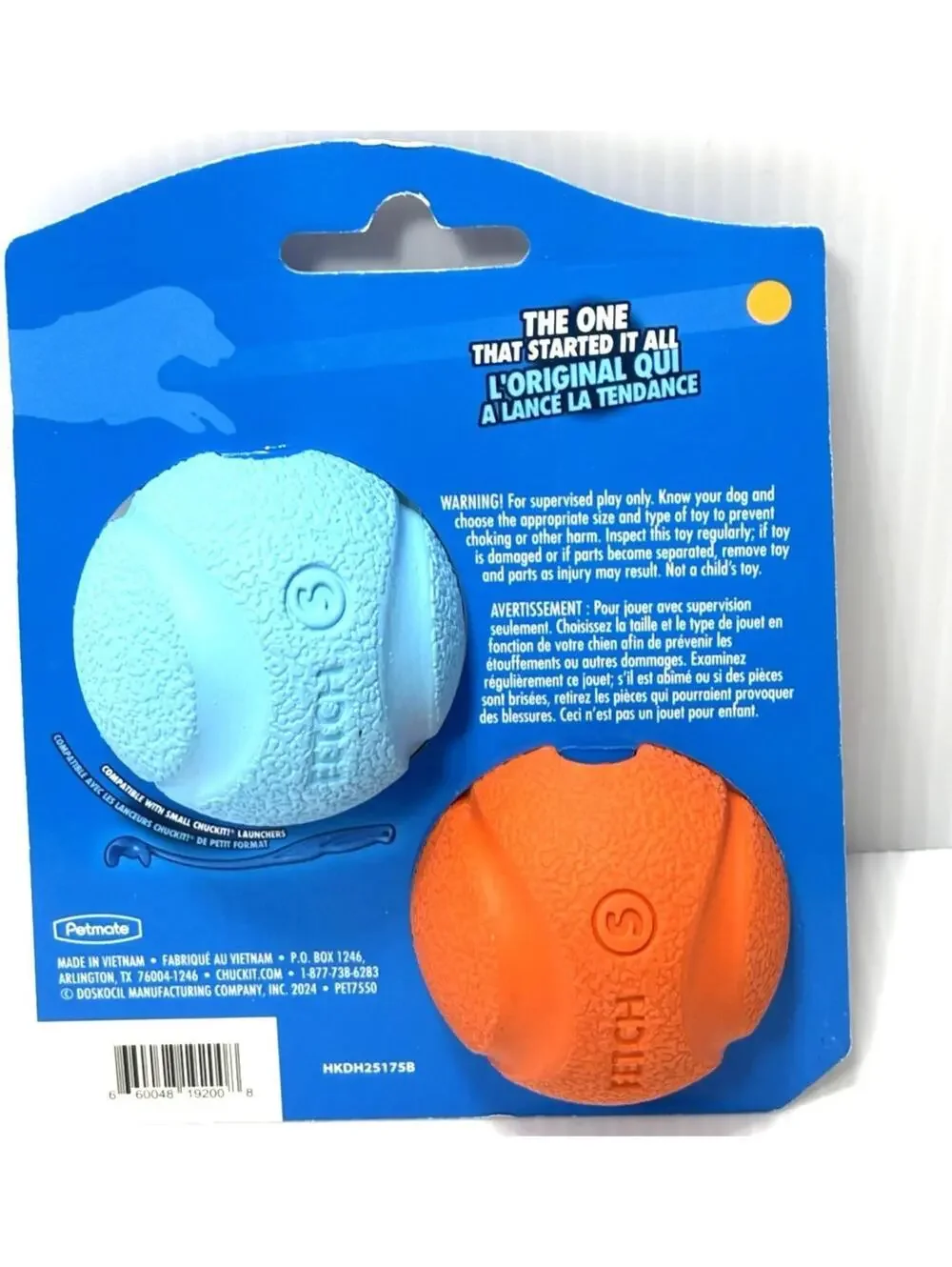Chuckit Fetch Balls 2pk Small Orange Blue Durable Dog Toy Rubber Fetch Play NEW